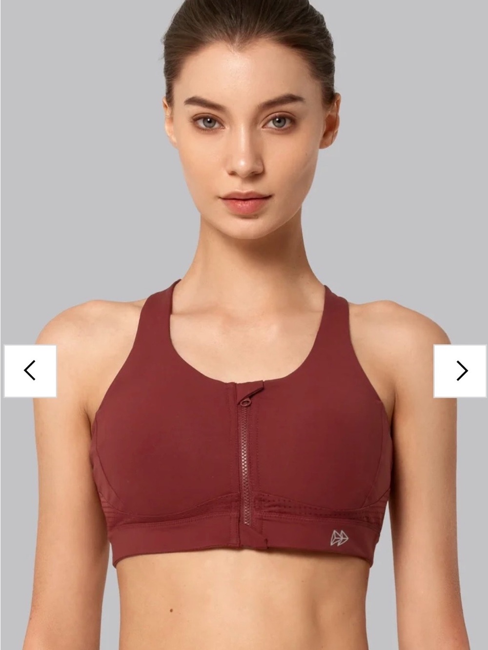 Power™ Zip Front Criss Cross High Support Running Bra Burgandy